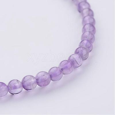 Natural Amethyst Beaded Stretch Bracelets BJEW-JB02459-09-1