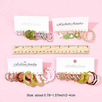 5 Sets 5 Colors Alloy Hoop Earring Sets EJEW-FS0001-23A-1