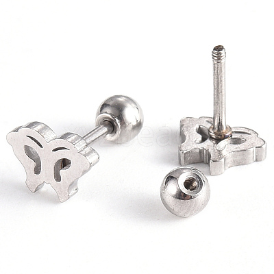 Tarnish Resistant 201 Stainless Steel Barbell Cartilage Earrings EJEW-R147-16-1