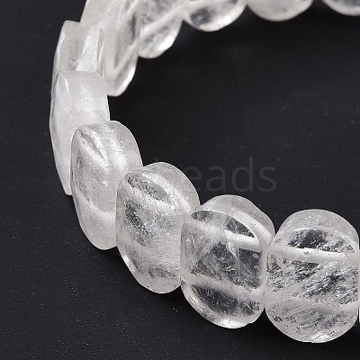 Natural Quartz Crystal Oval Beaded Stretch Bracelet G-E010-01P-1