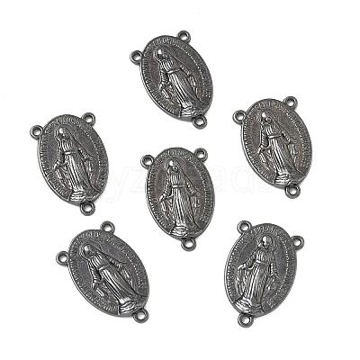 Holy Oval Carved Virgin Mary Tibetan Style Alloy Chandelier Component Links X-TIBEP-LF0961YKG-B-FF-1