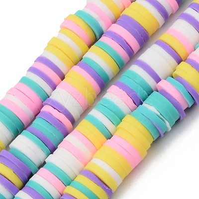 Handmade Polymer Clay Beads Strands CLAY-R089-6mm-107-1