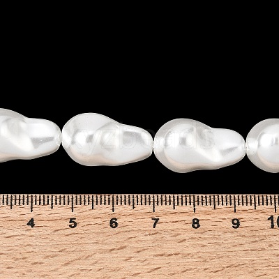 Electroplated Glass Shell Pearl Beads Strands BSHE-B009-B01-13x21mm-1