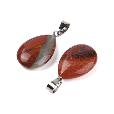 Teardrop Natural Red Rainbow Jasper Pendants G-Q368-20-1