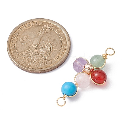 Mixed Gemstone Connector Charms PALLOY-JF02224-03-1