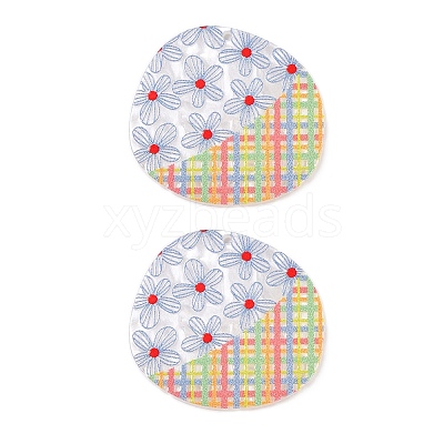 Plaid Theme Printed Acrylic Pendants OACR-T028-05D-1