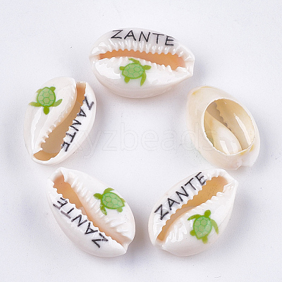 Printed Cowrie Shell Beads SHEL-S276-12E-1
