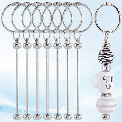 10Pcs Iron Bar Beadable Keychain Clasps AJEW-SC0003-89P-1