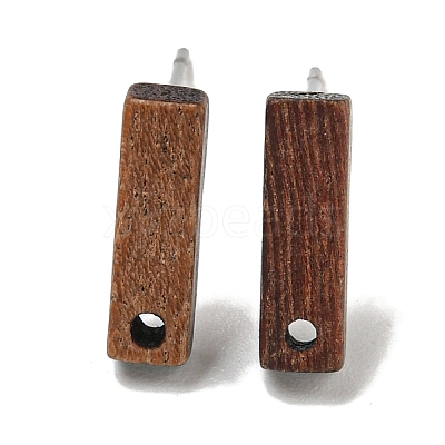 Walnut Wooden Stud Earrings Findings EJEW-B060-02B-1