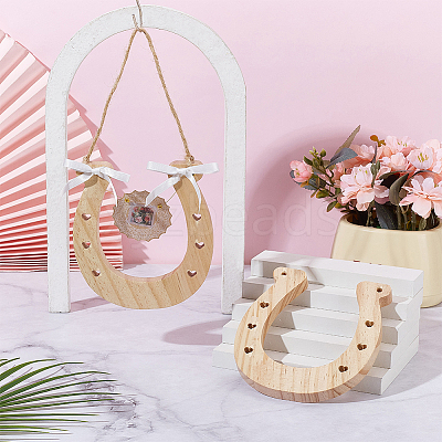 Unfinished Wood Horseshoe Pendants for Painting Arts AJEW-WH0651-50-1