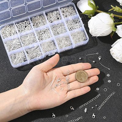 Alloy Lobster Claw Clasps & Iron Bead Tips & Eye Pin & Bead Caps & Spacer Beads & Open Jump Rings Findings Kits FIND-YW0008-89-1