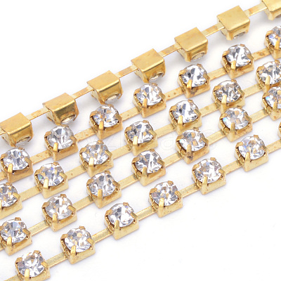 Brass Rhinestone Strass Chains CHC-T004-SS6-01C-1