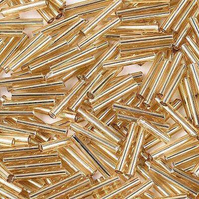Silver Lined Transparent Glass Bugle Beads SEED-R028-2x15-B01-1
