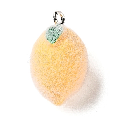 Fruit Theme Flocking Opaque Resin Pendants RESI-D017-04C-P-1