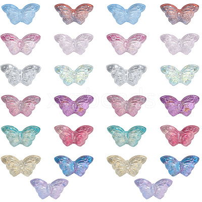 200Pcs Transparent Spray Painted Glass Beads GLAA-PA0001-14-1