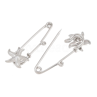 Starfish 304 Stainless Steel Safety Pins Brooch Findings SA-CBA098D-16H-P01-1