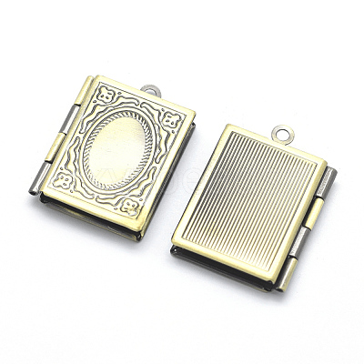 Brass Locket Pendants KK-P141-55-NR-1