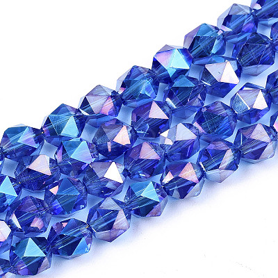 Electroplate Transparent Glass Beads Strands X-EGLA-T019-06H-1