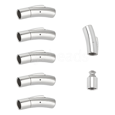 6Pcs Column 304 Stainless Steel Bayonet Necklace Clasps STAS-UN0059-09-1