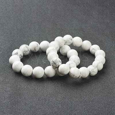 Natural Howlite Beaded Stretch Bracelets BJEW-D446-C-03-1