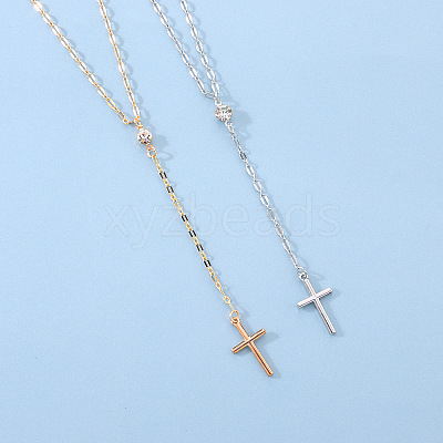 Alloy Crystal Rhinestone Cross Pendant Y Necklaces for Women WGC3C95-01-1