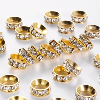 Brass Crystal Rhinestone Spacer Beads RSB093-2G-1