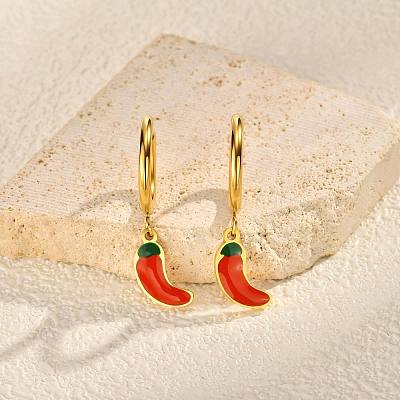 304 Stainless Steel Enamel Hoop Dangle Earrings WG1FBD6-02-1