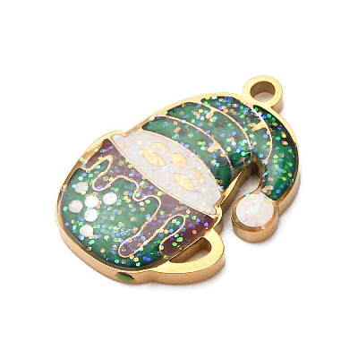 Christmas 304 Stainless Steel Enamel Pendants LS-STAS-B112-02G-08-1
