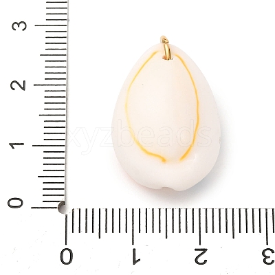 Printed Natural Cowrie Shell Pendants STAS-Z168-03G-06-1