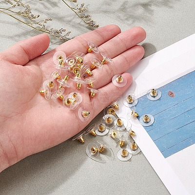 100 Pairs Brass Bullet Clutch Earring Backs KK-YW0001-32-1