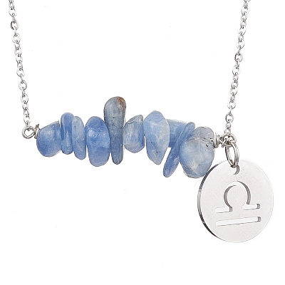 Natural Kyanite Chip & Constellation Pendant Necklaces NJEW-JN05084-07-1