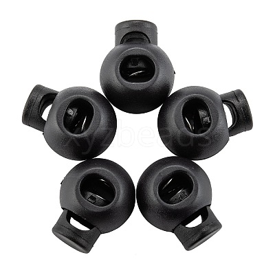 1-Hole Dyed Iron Spring Loaded Eco-Friendly Plastic Round Buckle Cord Toggle Lock Beans Stoppers for Sportwear Luggage Backpack Straps LS-X-FIND-E004-60B-18mm-1