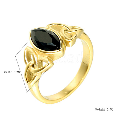 Horse Eye & Knot 304 Stainless Steel with Cubic Zirconia Finger Rings FS-WG8EA45-06-1