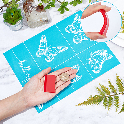 1 Sheet Butterfly Pattern Self-Adhesive Silk Screen Printing Stencil DIY-GF0004-06-1