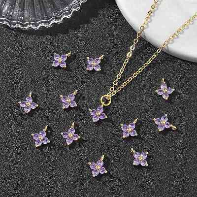 SHEGRACE Brass Cubic Zirconia Charms XGRQ4H136-680G-B-1