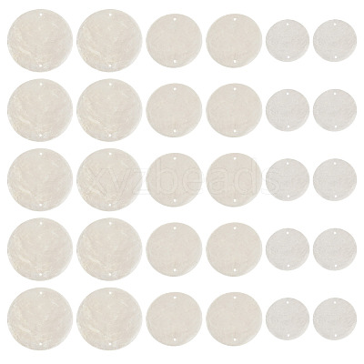 90Pcs 3 Styles Natural Capiz Shell Disc Connector Charms BSHE-MB0001-01-1
