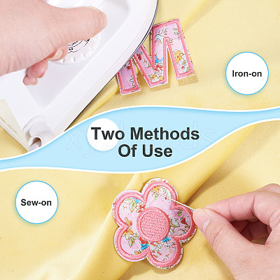 2 Sets Polyester Embroider Self-adhesion Thread Iron on/Sew On Patches PATC-TA0001-54B-1