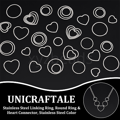 60Pcs 6 Styles 304 Stainless Steel Linking Ring STAS-UN0056-44-1