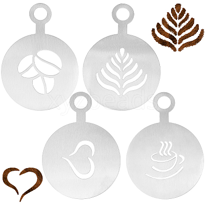 430 Stainless Steel Coffee Latte Art Molds AJEW-WH0038-40P-1