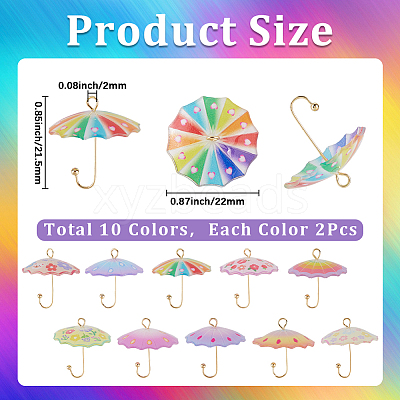 20Pcs 10 Colors Acrylic Pendants MACR-SC0001-97-1