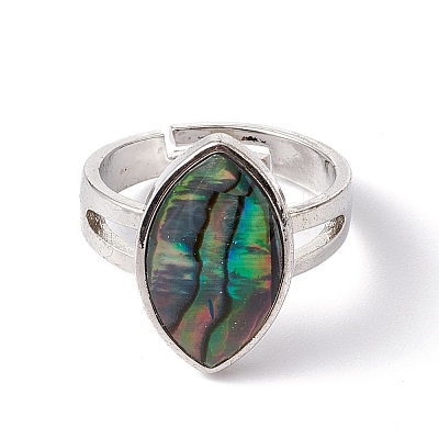 Natural Paua Shell Adjustable Rings RJEW-G260-01P-07-1