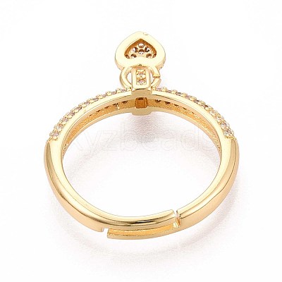 Brass Micro Pave Cubic Zirconia Cuff Rings for Women KK-T071-81G-1
