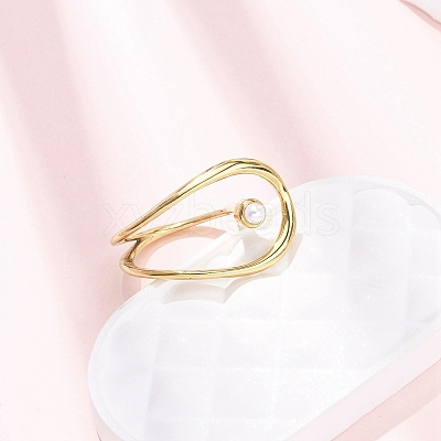Opaque Acrylic Imitation Pearl Cuff Rings RJEW-P177-03E-G-1