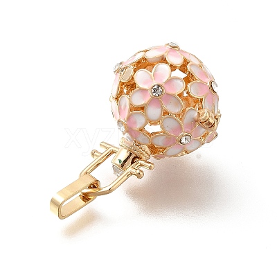 Alloy Crystal Rhinestone Bead Cage Pendants ENAM-M047-02G-B-1