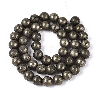 Natural Pyrite Beads Strands X-G-S249-01-8mm-1