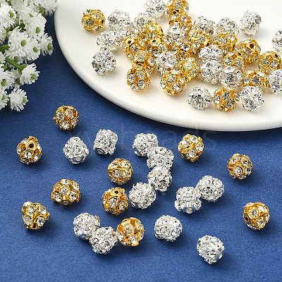 60Pcs 2 Styles Brass Rhinestone Beads KK-YW0004-26-1