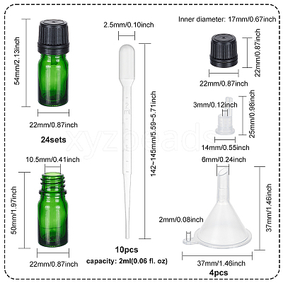 24 Sets Empty Glass Essential Oil Bottles MRMJ-BC0003-37A-1