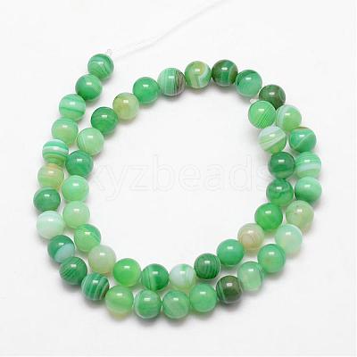 Natural Striped Agate/Banded Agate Bead Strands G-K166-13-8mm-01-1