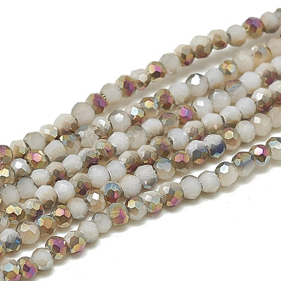 Electroplate Opaque Solid Color Glass Beads Strands X-EGLA-Q113-07-1