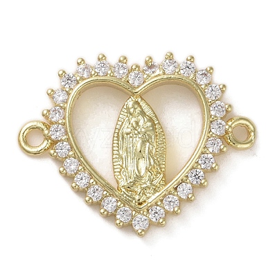 Religion Brass Micro Pave Clear Cubic Zirconia Connector Charms KK-H466-10G-01-1